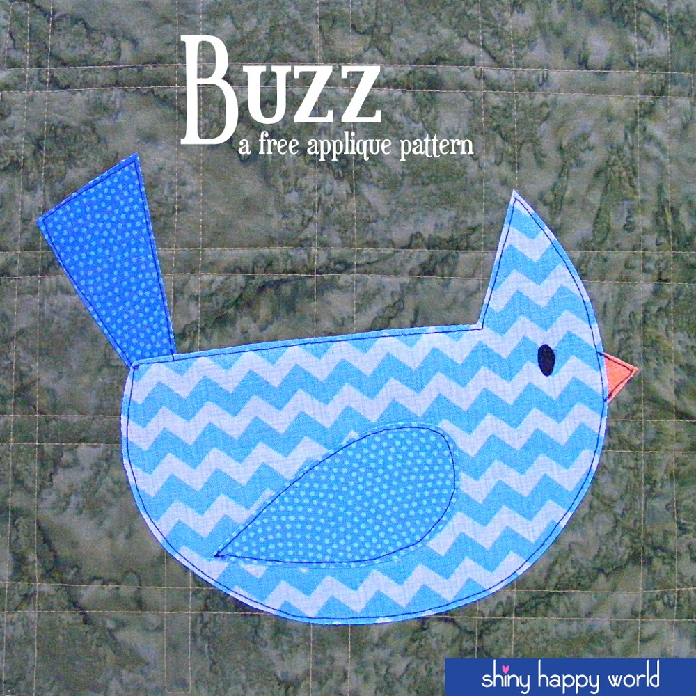 Free Applique Pattern Buzz The Bird Shiny Happy World