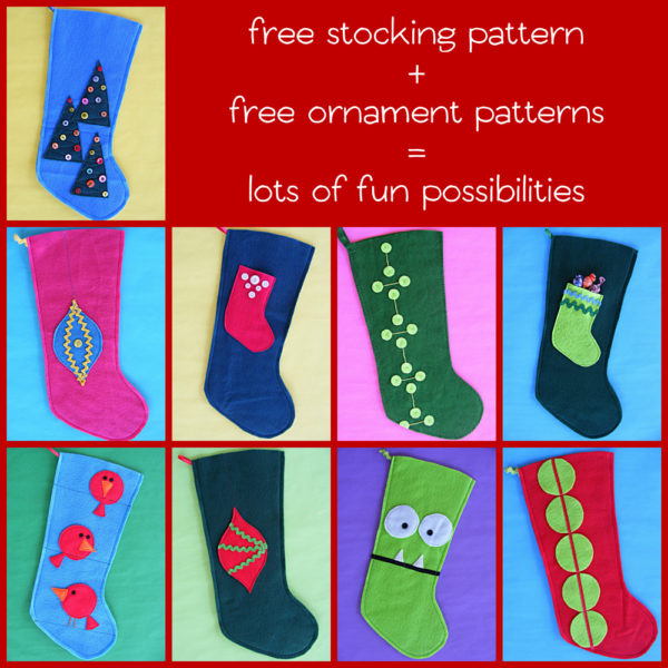 Free stocking pattern and free ornaments patterns from Shiny Happy World - combine them for extra fun!