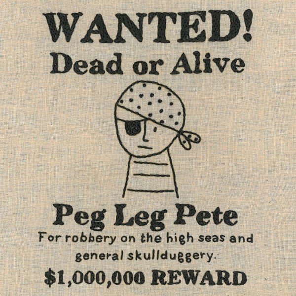 Pirate Wanted Poster - a free embroidery pattern from Shiny Happy World