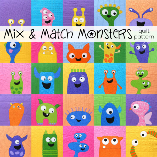 Mix & Match Monsters - the pattern that comes with the Craftsy class Cute Quilt-As-You-Go Applique Monsters