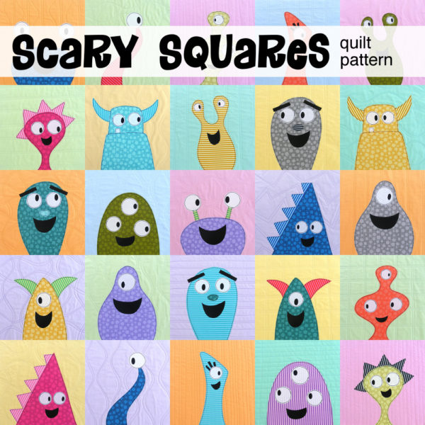 Scary Squares easy monster quilt pattern from Shiny Happy World