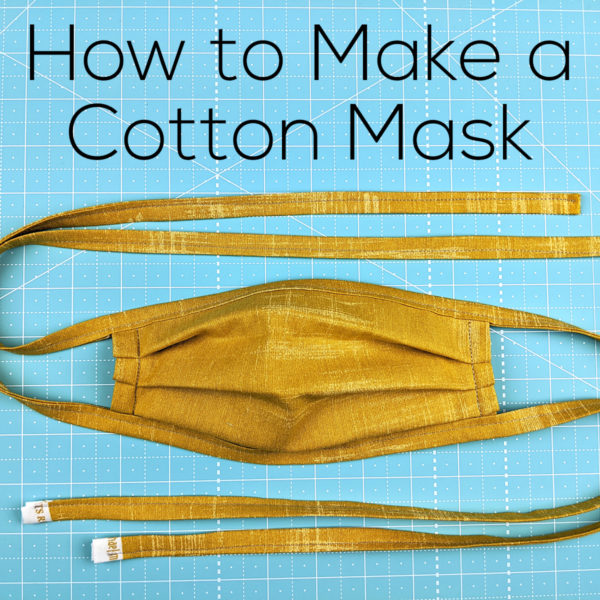 yellow mask on a blue background - How to Make a Simple Cotton Mask - photo and video tutorial